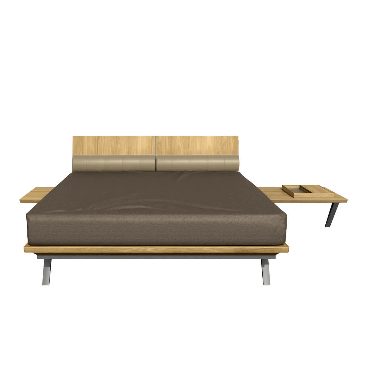 Каркас и наполнение: массив дерева. Современный дизайн Кровать Madera 627 — Hulsta, кожа, фото 4