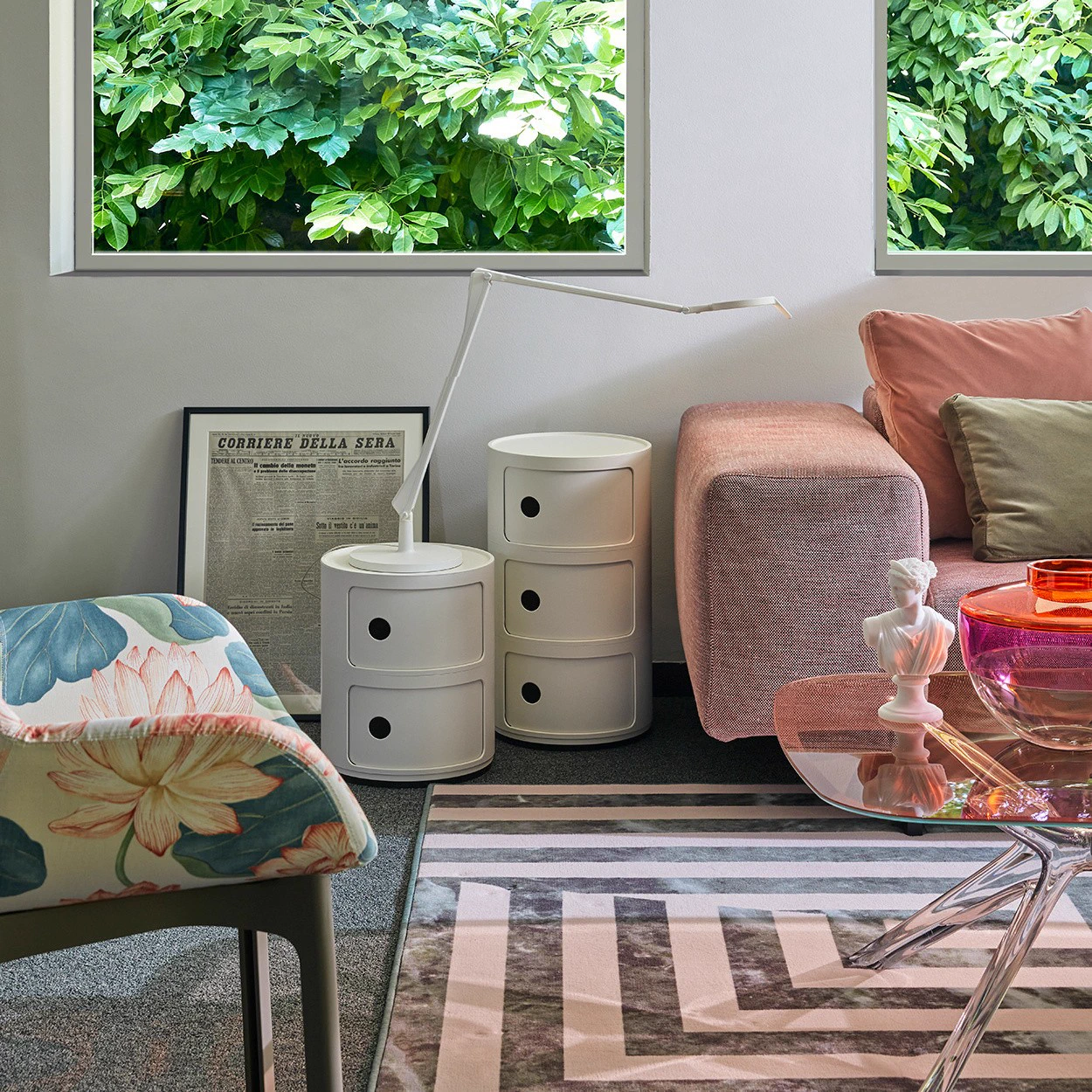 Современный дизайн Прикроватная тумбочка Componibili (2 секции) white Glossy / Matt — Kartell, пластик, фото 4