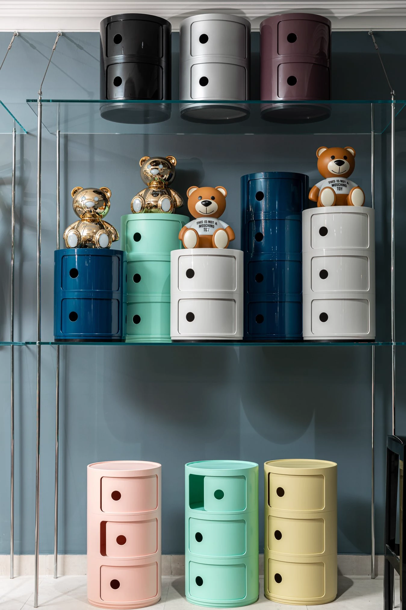 Современный дизайн Прикроватная тумбочка Componibili (4 секции) blue — Kartell, пластик, фото 4