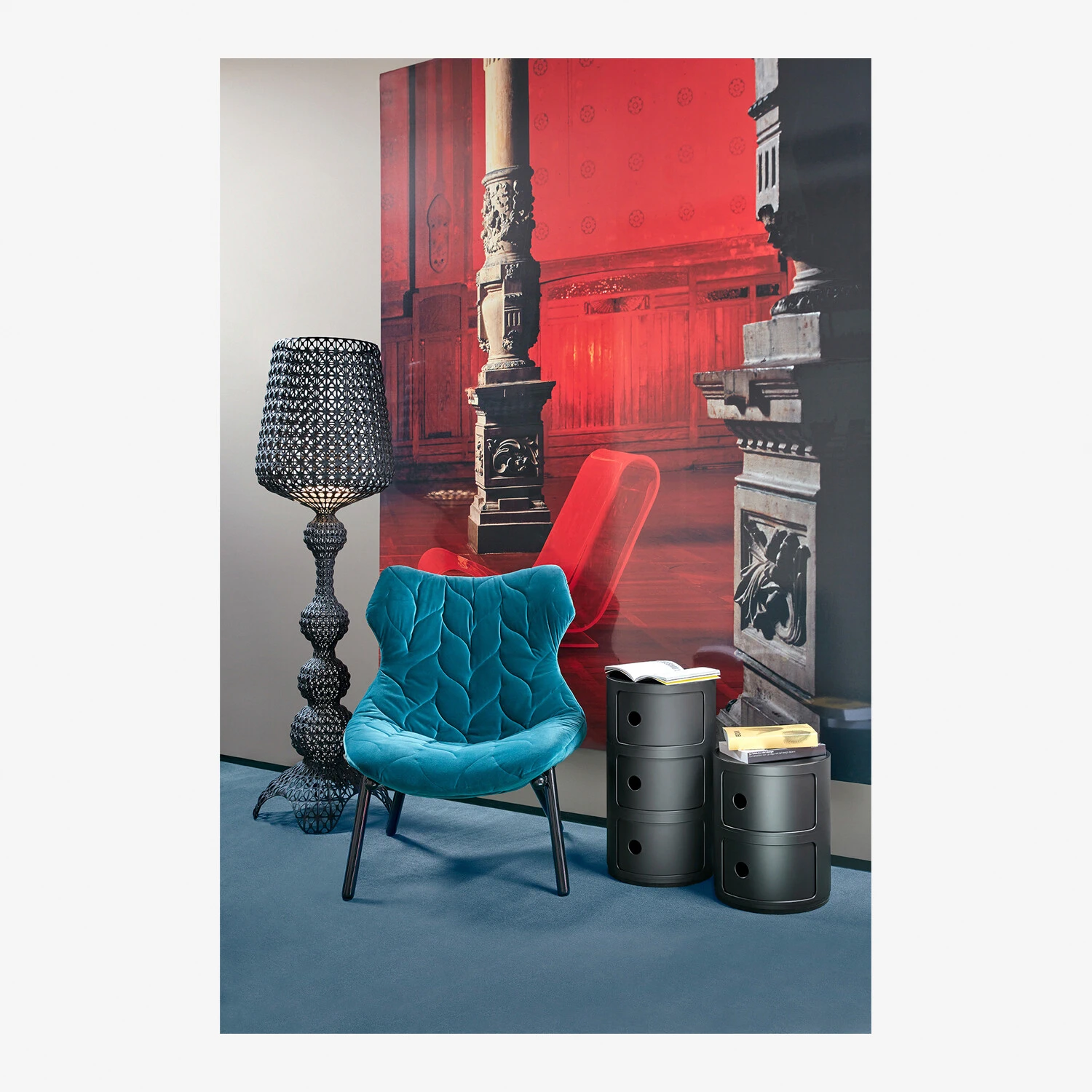 Современный дизайн Прикроватная тумбочка Componibili Black (2 секции) Glossy / Matt — Kartell, пластик, фото 6