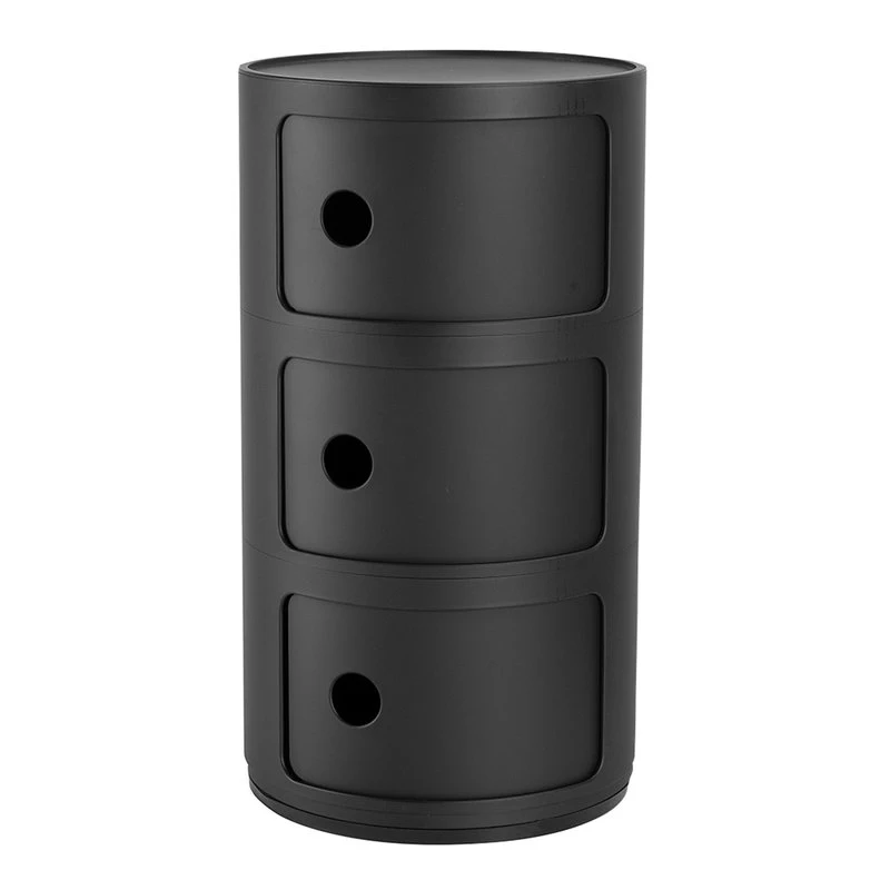 Современный дизайн Прикроватная тумбочка Componibili Black (3 секции) Glossy / Matt — Kartell, пластик, фото 4