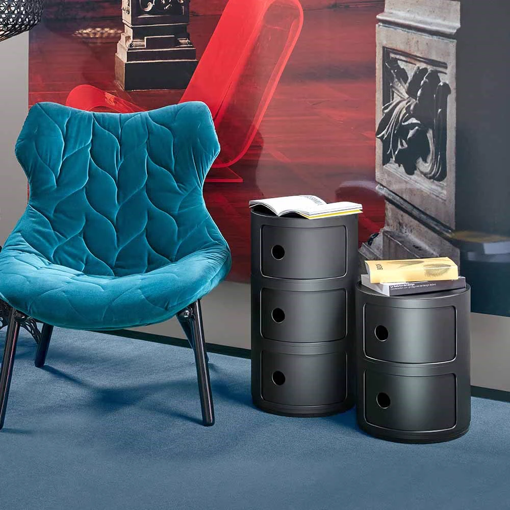 Современный дизайн Прикроватная тумбочка Componibili Black (3 секции) Glossy / Matt — Kartell, пластик, фото 5
