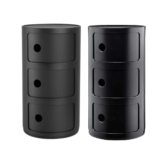 Современный дизайн Прикроватная тумбочка Componibili Black (3 секции) Glossy / Matt — Kartell, пластик