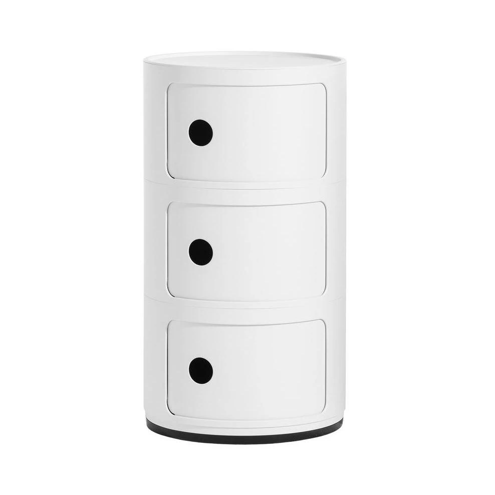 Современный дизайн Прикроватная тумбочка Componibili White (3 секции) Glossy / Matt — Kartell, пластик