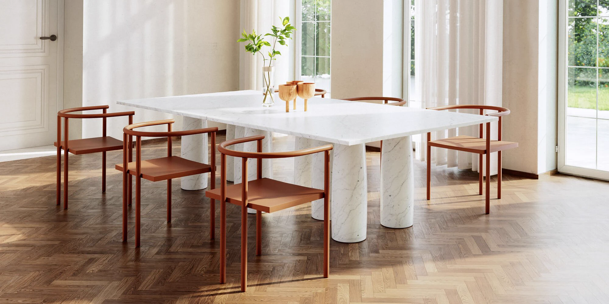 Современный дизайн Стол ll Colonnato Marble dining table 140 x 140 / 8 Guest — Kettal, мрамор, фото 3