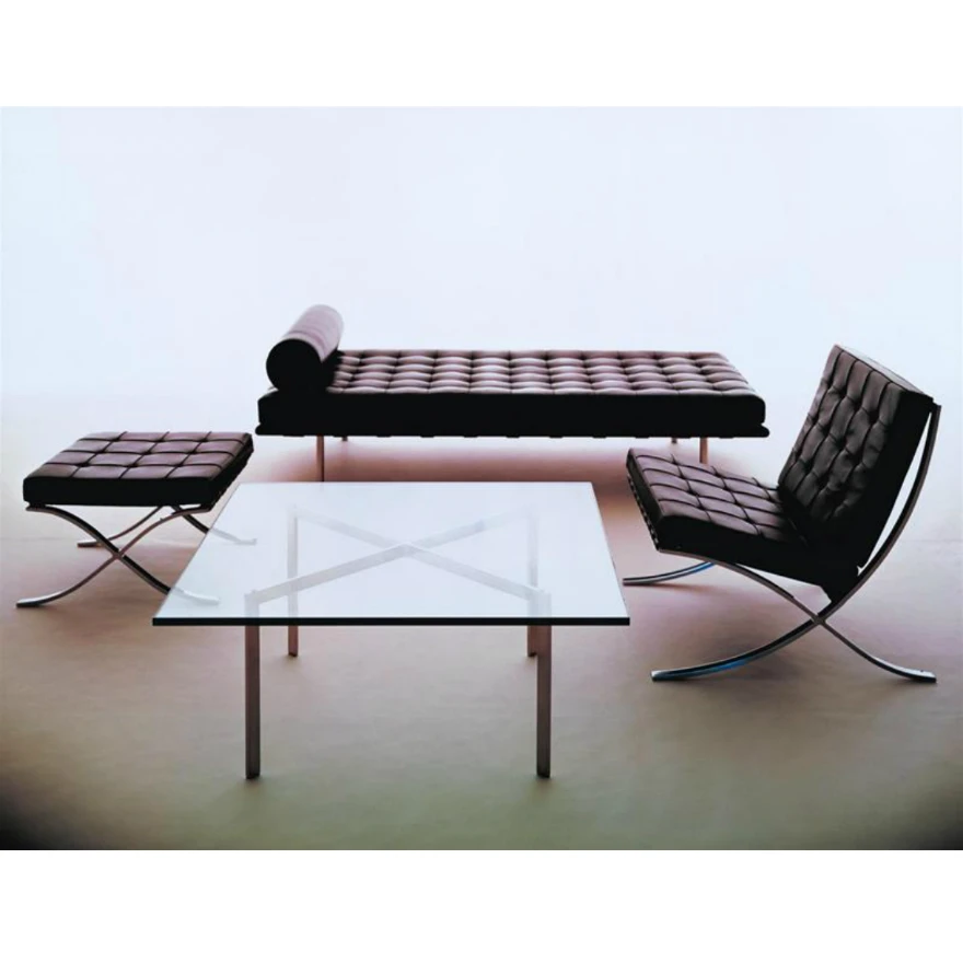 Каркас и наполнение: металл. Современный дизайн Кресло Barcelona Chair — Knoll, кожа, фото 2