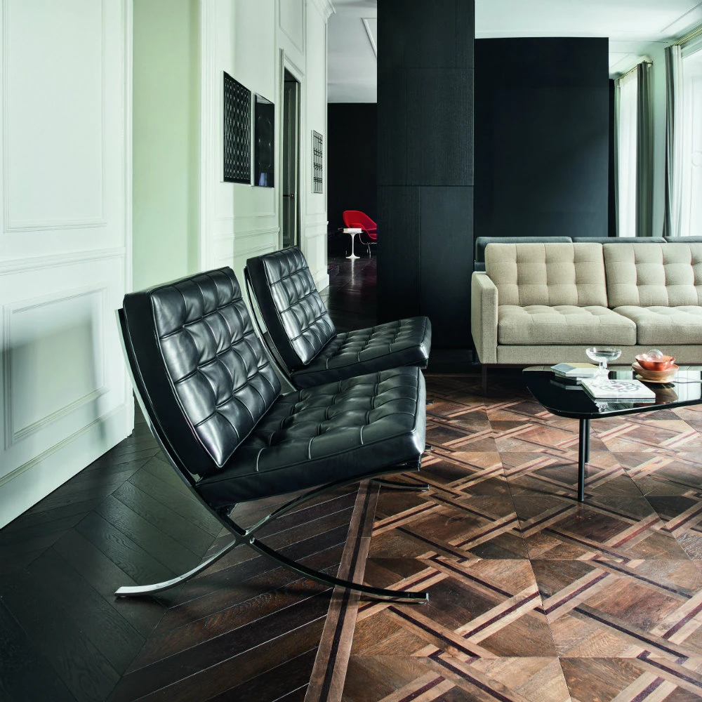 Каркас и наполнение: металл. Современный дизайн Кресло Barcelona Relax — Knoll, кожа, фото 6