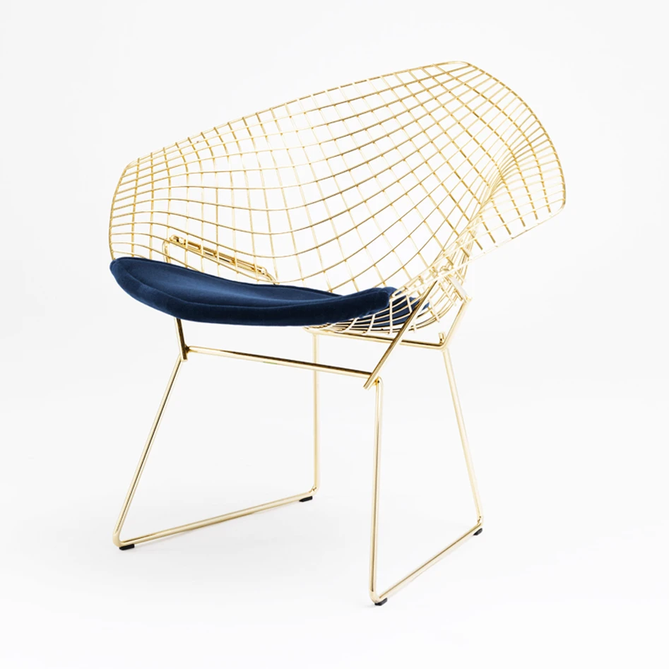 Каркас и наполнение: металл. Современный дизайн Кресло Bertoia Diamond Chair - Gold — Knoll, металл, фото 3