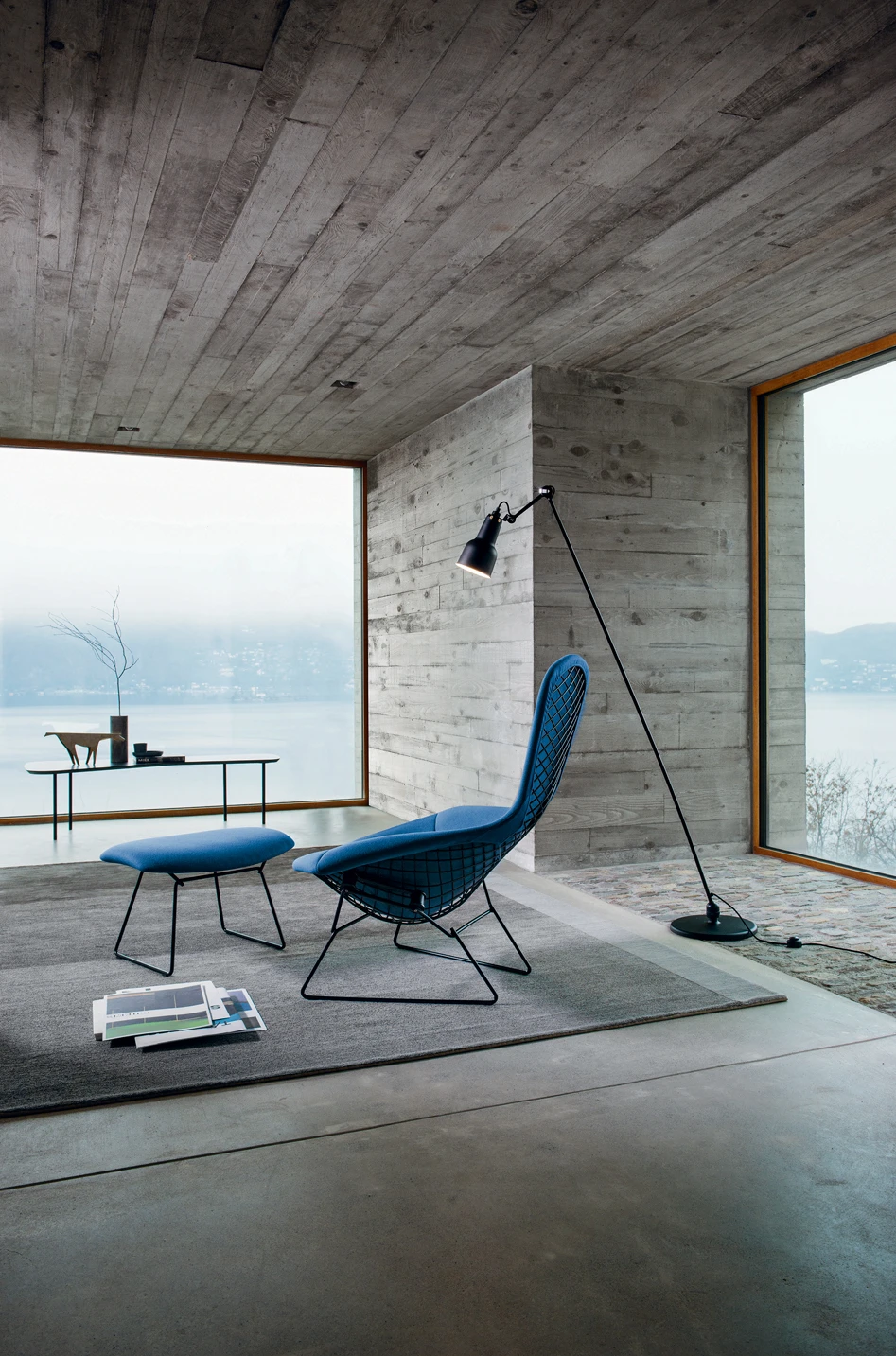 Каркас и наполнение: металл. Современный дизайн Кресло Bertoia High Back Chair — Knoll, ткань, фото 2