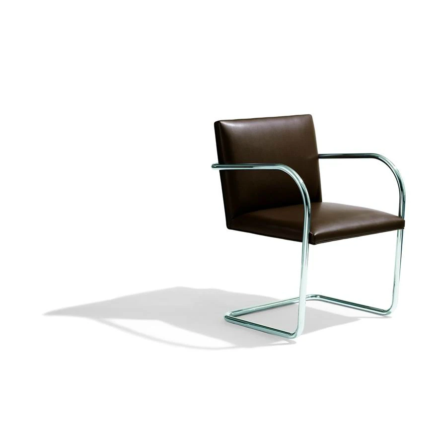 Кресло Brno Tubular Side Chair — Knoll, кожа, фото 3