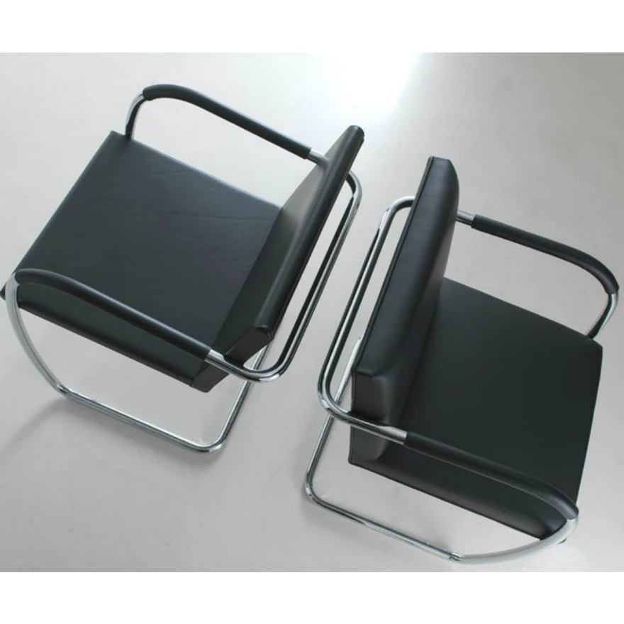 Кресло Brno Tubular Side Chair — Knoll, кожа, фото 4