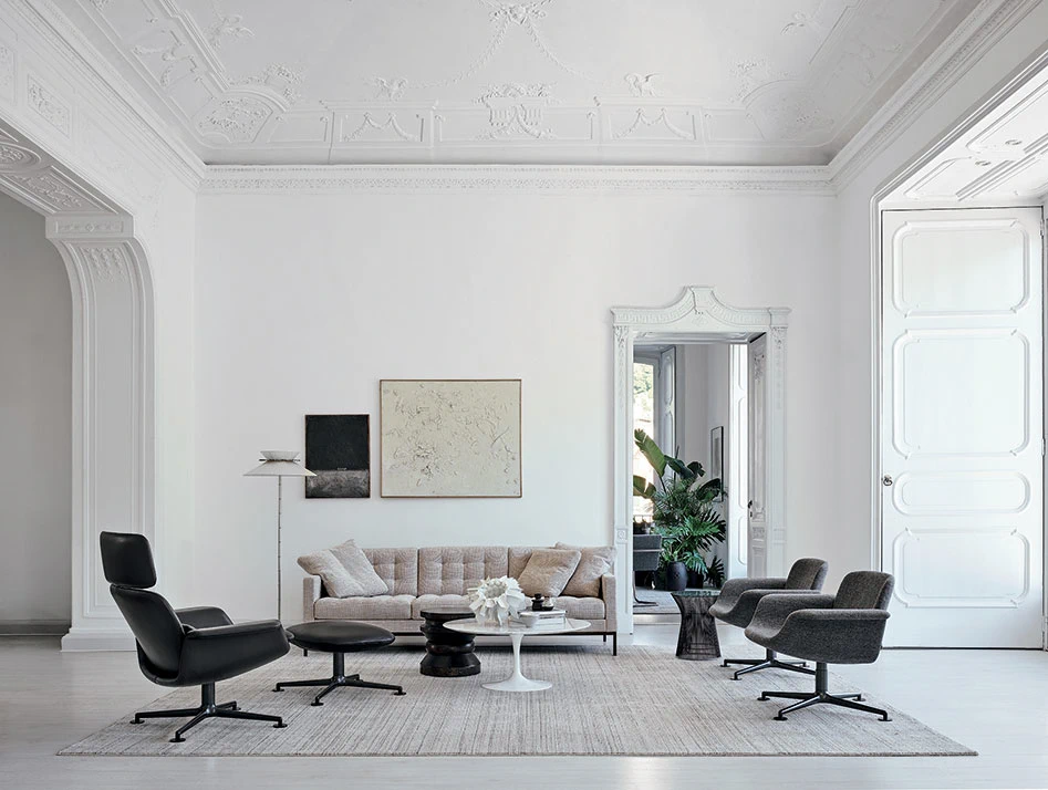 Каркас и наполнение: металл. Современный дизайн Пуф KN Collection by Knoll – KN02 and KN03 — Knoll, кожа, фото 3
