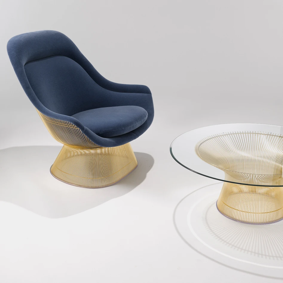 Каркас и наполнение: металл. Современный дизайн Кресло Platner Easy Chair and Ottoman — Knoll, стекло, фото 2