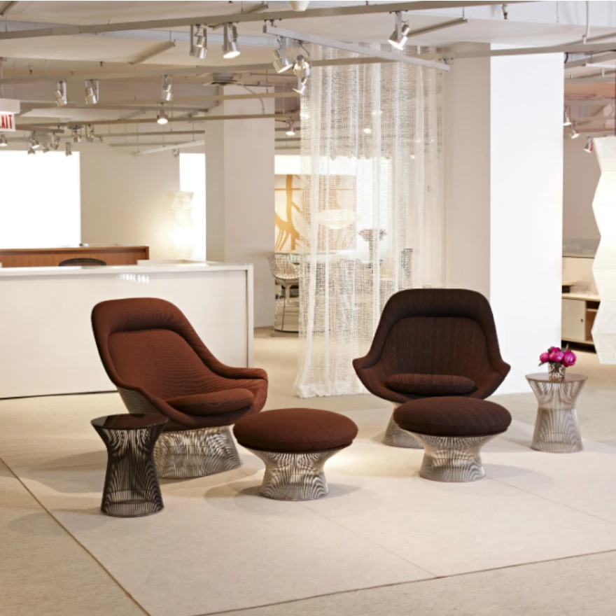 Каркас и наполнение: металл. Современный дизайн Кресло Platner Easy Chair and Ottoman — Knoll, стекло, фото 4