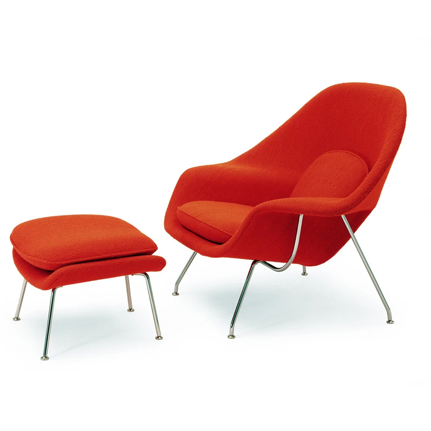 Каркас и наполнение: металл. Современный дизайн Пуф Saarinen Womb Chair and Ottoman — Knoll, металл, фото 2