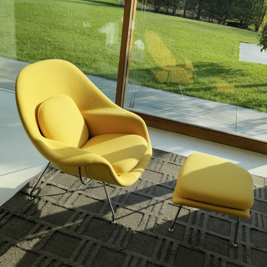 Каркас и наполнение: металл. Современный дизайн Пуф Saarinen Womb Chair and Ottoman — Knoll, металл, фото 3