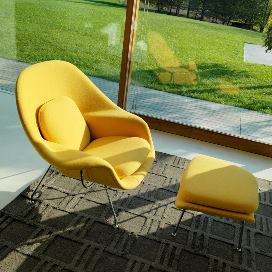 Каркас и наполнение: металл. Современный дизайн Кресло Saarinen Womb Chair — Knoll, стекло, фото 4