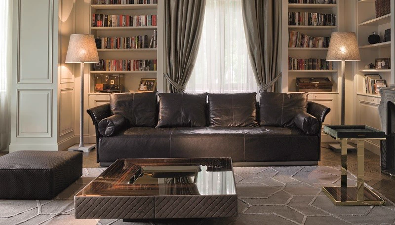 Коричневый кожаный диван Charme Sofa — Longhi, кожа, фото 2