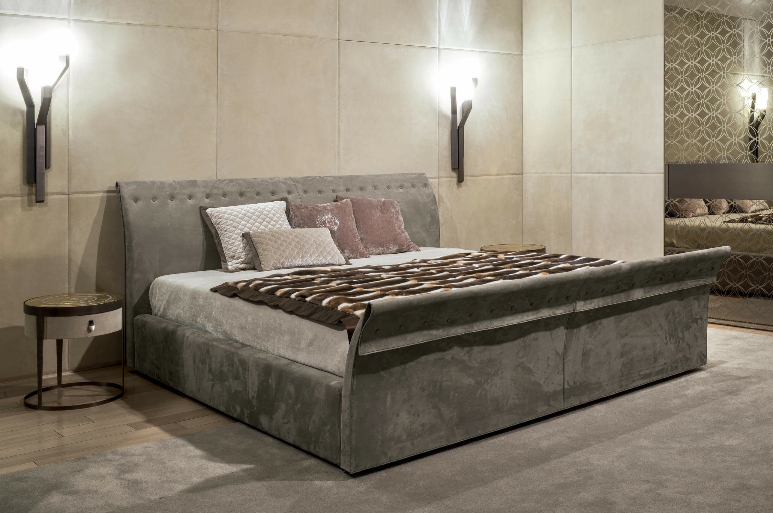 Кровать ар деко с изножьем Charme — Longhi, текстиль, фото 2