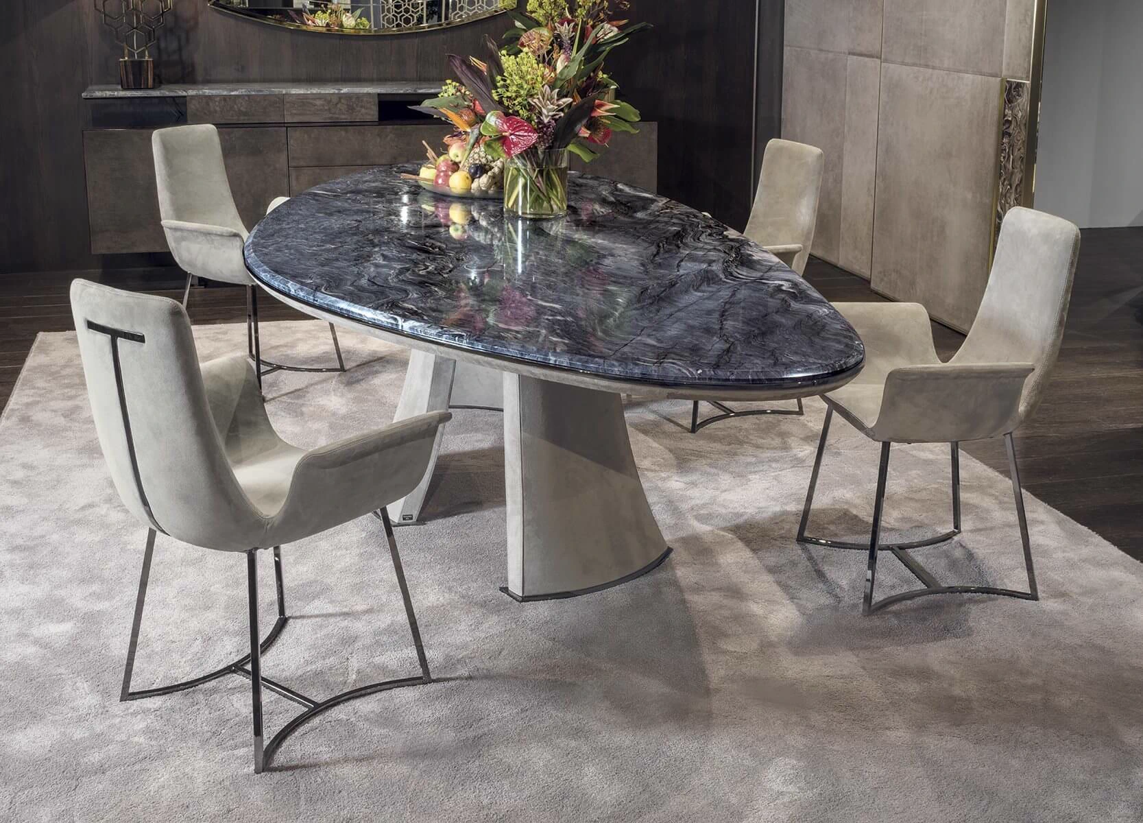 Каркас и наполнение: металл, пенополиуретан. Стиль ар-деко Стул Coral — Longhi, кожа, фото 4