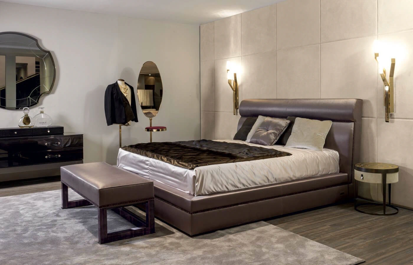 Кровать Elliott — Longhi, кожа, фото 3