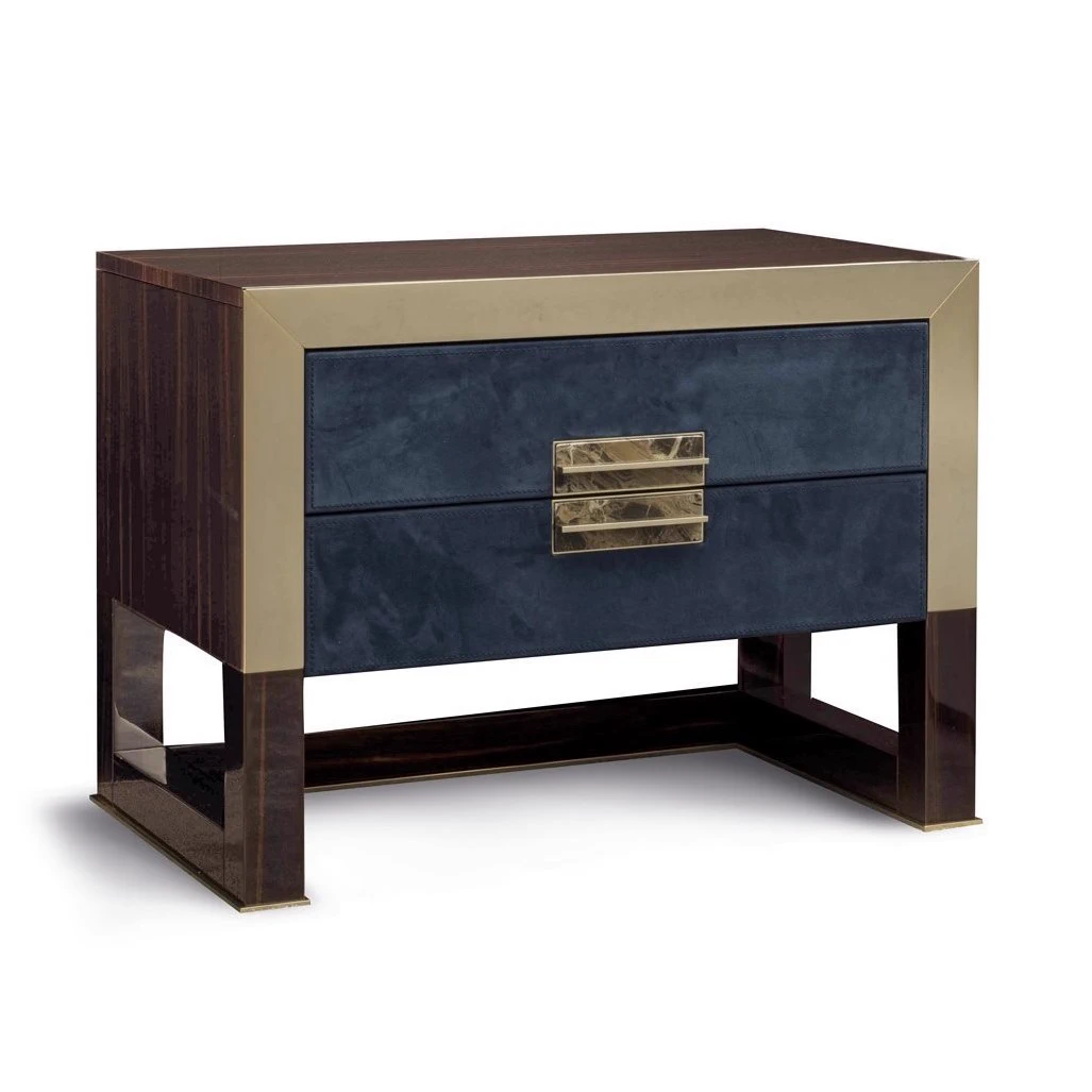 Каркас и наполнение: металл. Стиль ар-деко Прикроватная тумбочка Orwell Bedside Table — Longhi, мрамор