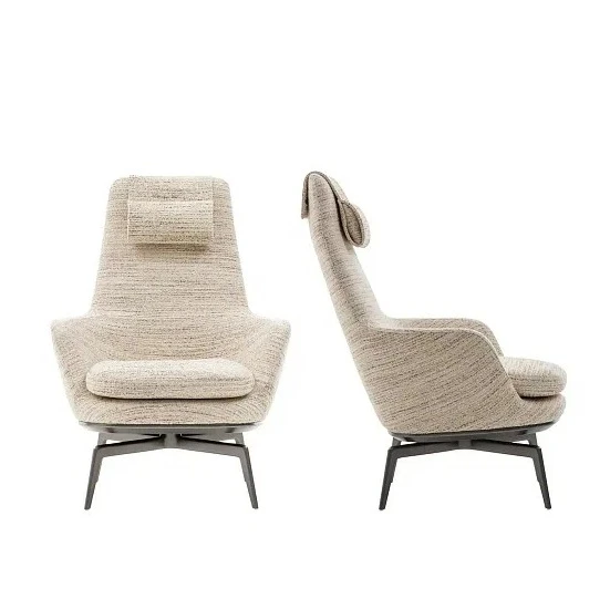 Кресло с подголовником Caratos Grigio 151 — Maxalto, кожа
