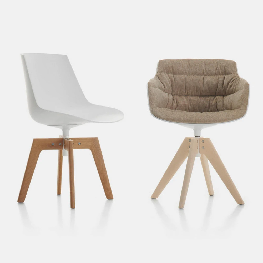 Каркас и наполнение: дерево, металл. Современный дизайн Стул Flow collection — MDF Italia, кожа