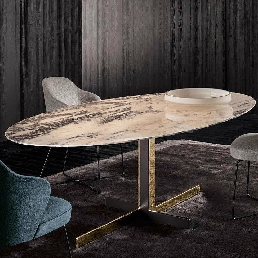 Каркас и наполнение: дерево, металл. Современный дизайн Стол Catlin "Dining" Table — Minotti, мрамор, фото 4