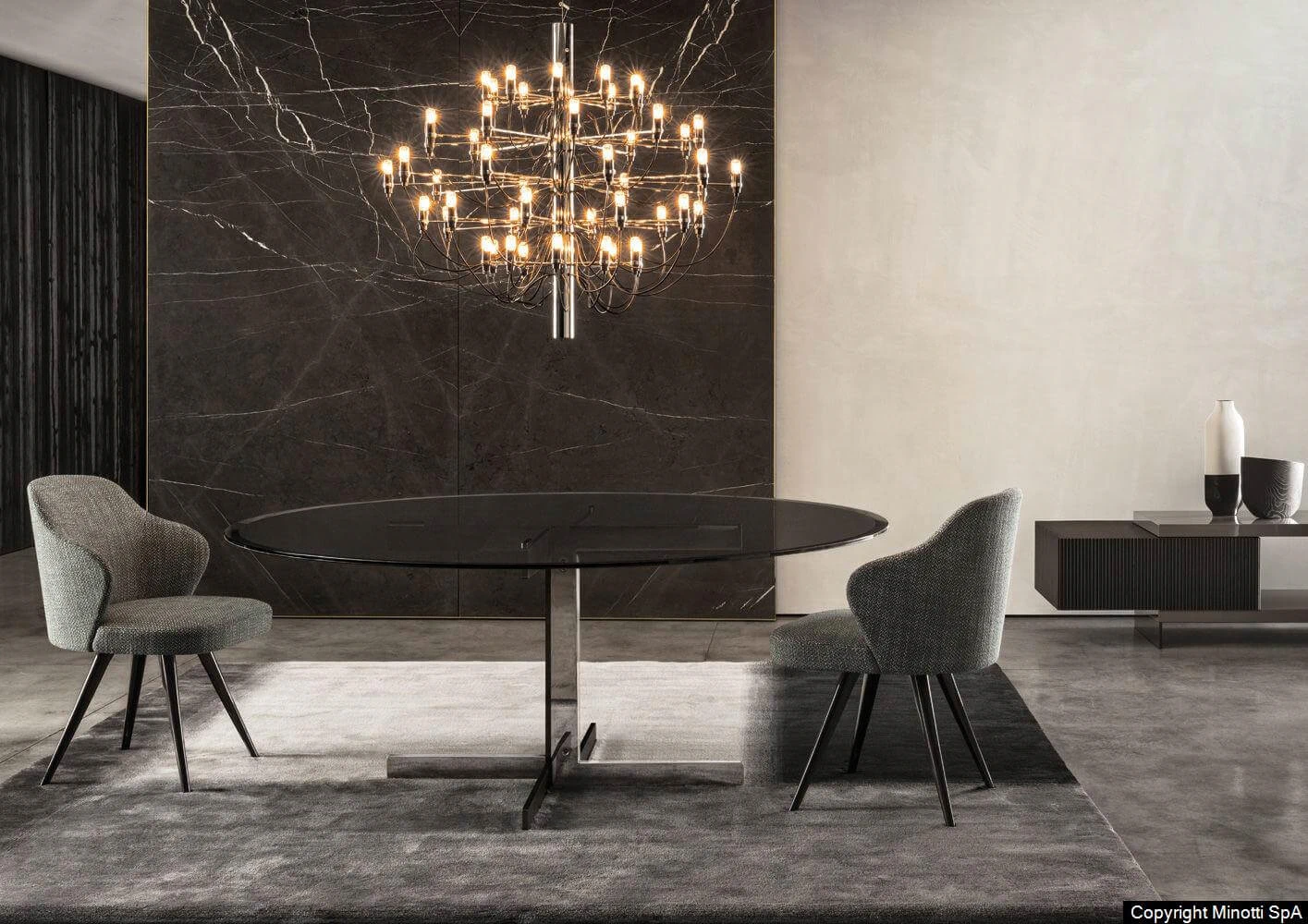 Каркас и наполнение: дерево, металл. Современный дизайн Стол Catlin "Dining" Table — Minotti, мрамор, фото 5