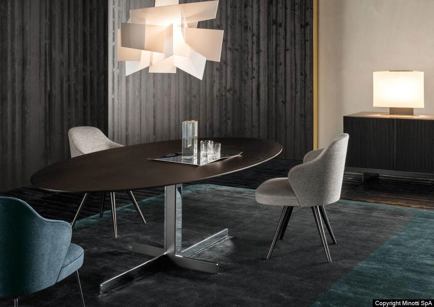 Каркас и наполнение: дерево, металл. Современный дизайн Стол Catlin "Dining" Table — Minotti, мрамор, фото 6