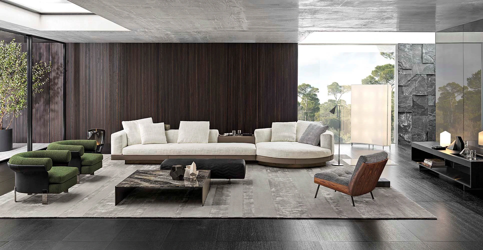 Диван двухмодульный Connery Double Ghiaccio — Minotti, кожа, фото 5