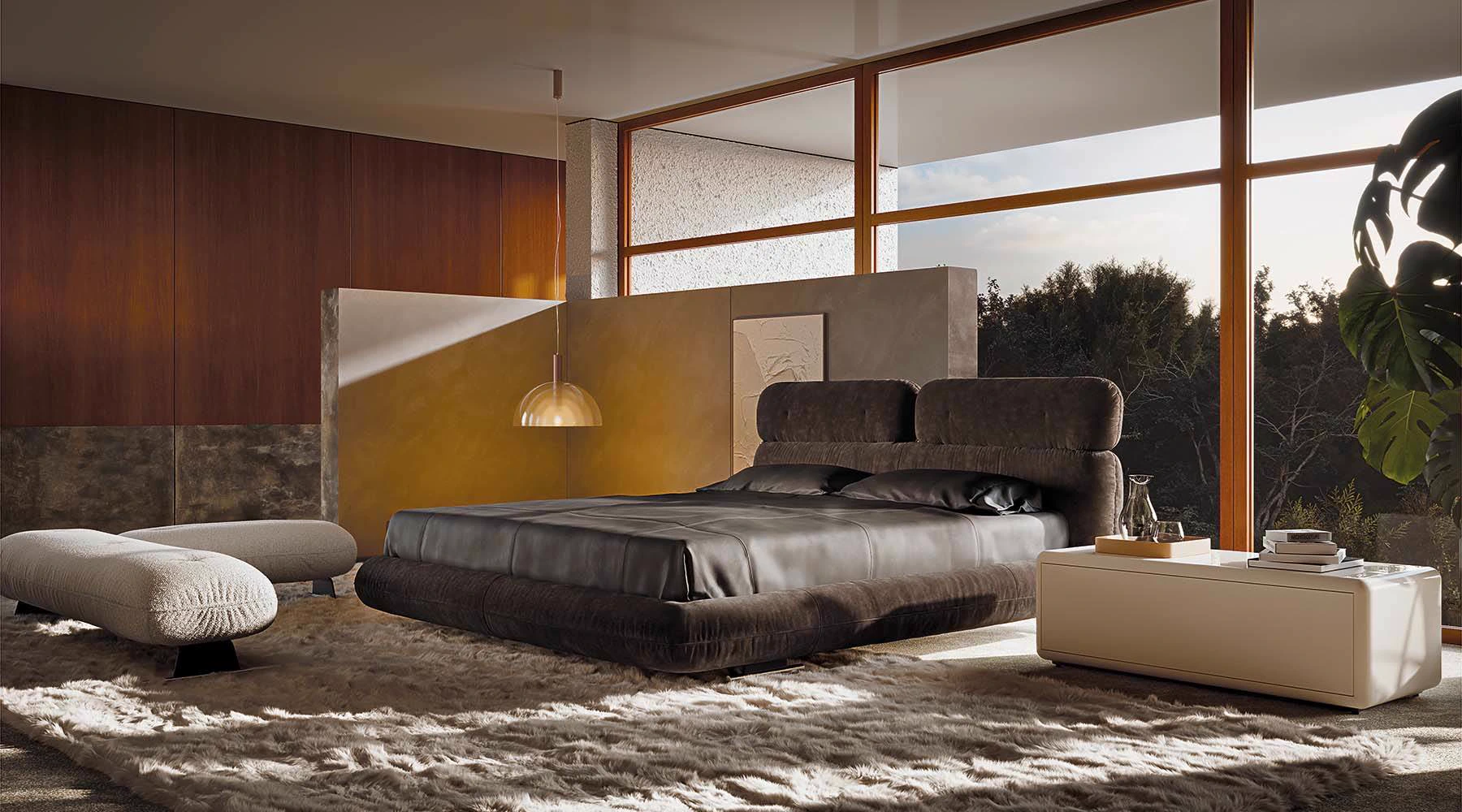 Современный дизайн Прикроватная тумбочка Fill — Minotti, кожа, фото 2