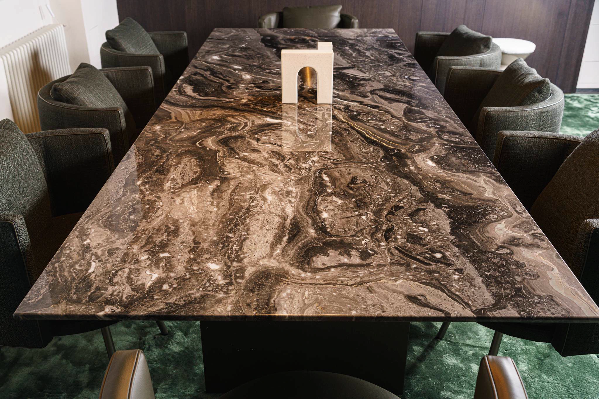 Каркас и наполнение: дерево, металл. Современный дизайн Стол Linha Grey orobic marble — Minotti, мрамор, фото 2