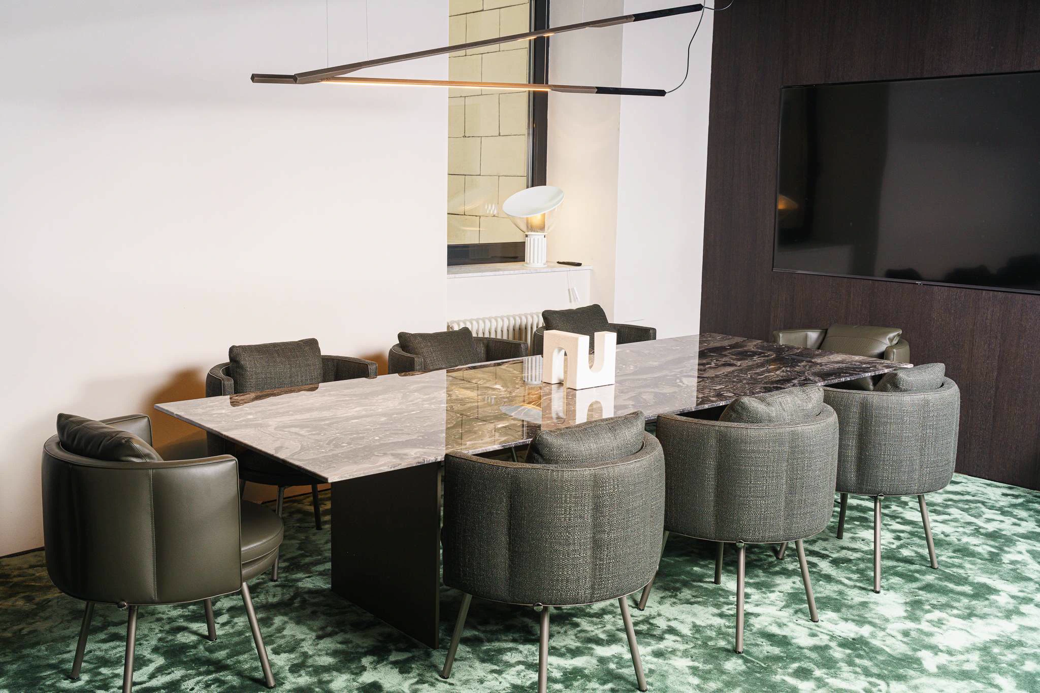 Каркас и наполнение: дерево, металл. Современный дизайн Стол Linha Grey orobic marble — Minotti, мрамор, фото 3