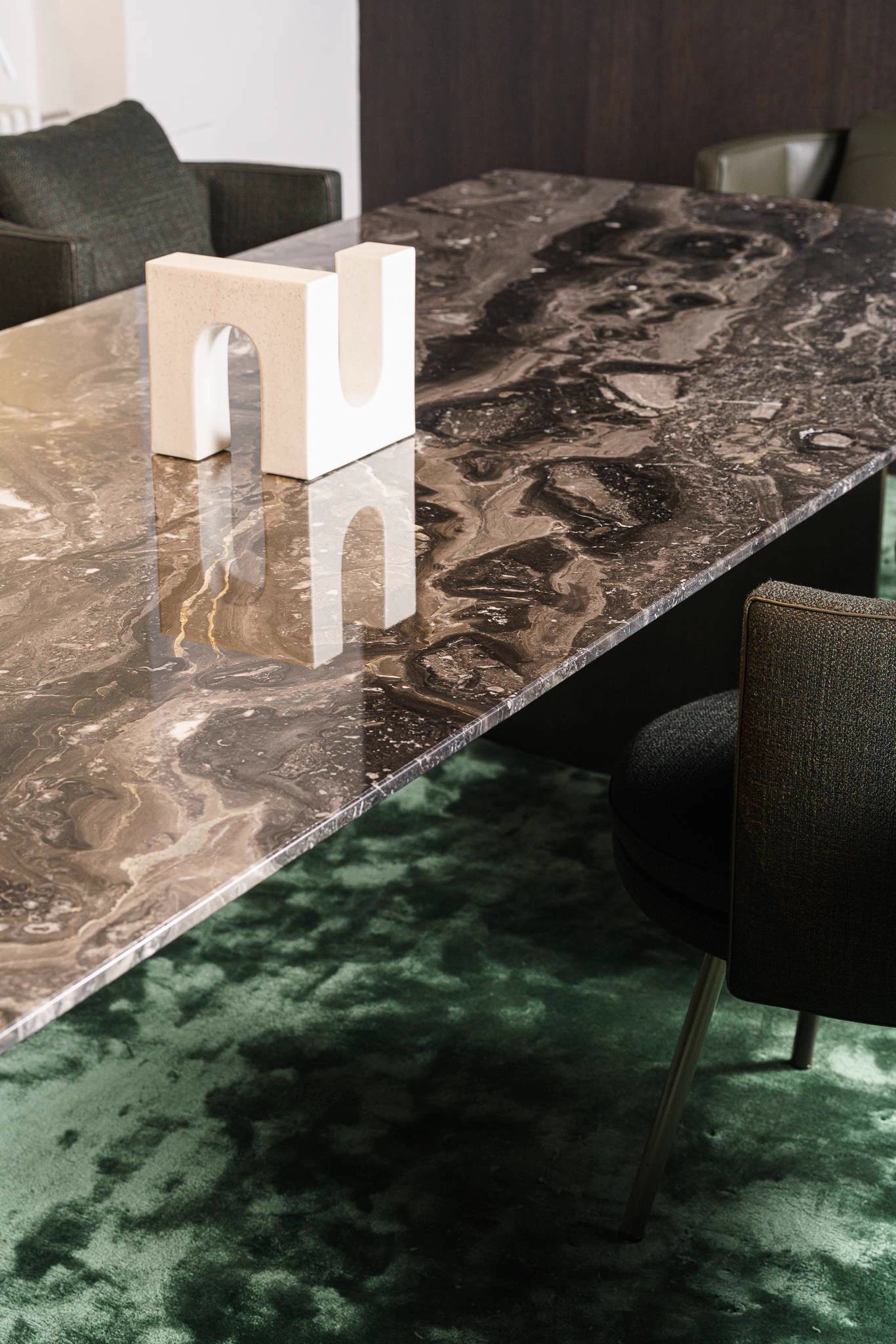 Каркас и наполнение: дерево, металл. Современный дизайн Стол Linha Grey orobic marble — Minotti, мрамор, фото 6