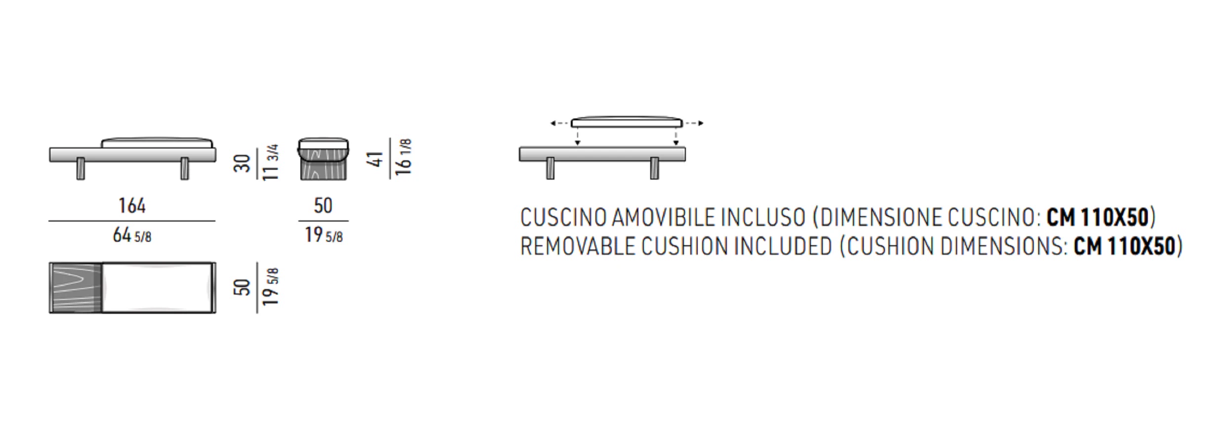 Банкетка Pilotis Bench — Minotti, кожа, фото 4