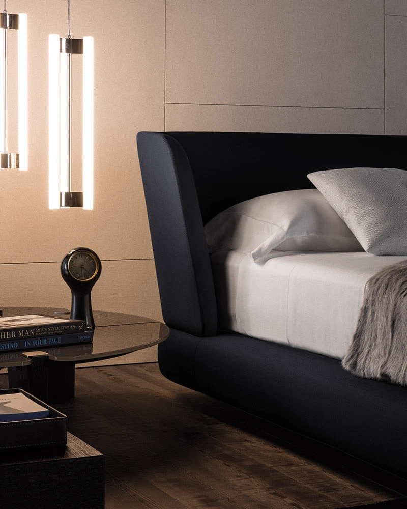 Каркас и наполнение: металл. Современный дизайн Кровать Reeves Bed — Minotti, кожа, фото 5