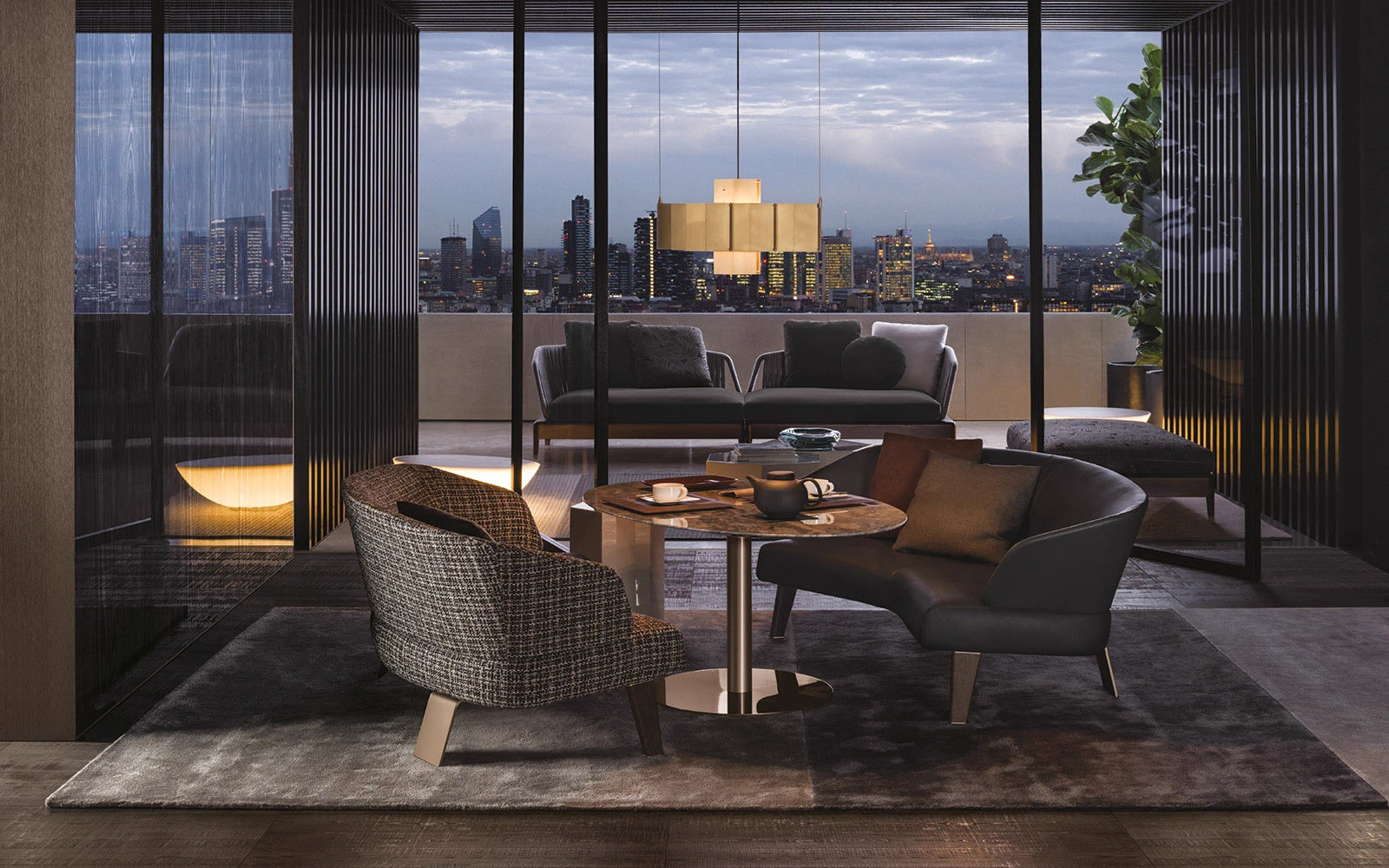 Диван Reeves "Semi-Round Lounge Sofa" — Minotti, кожа, фото 6