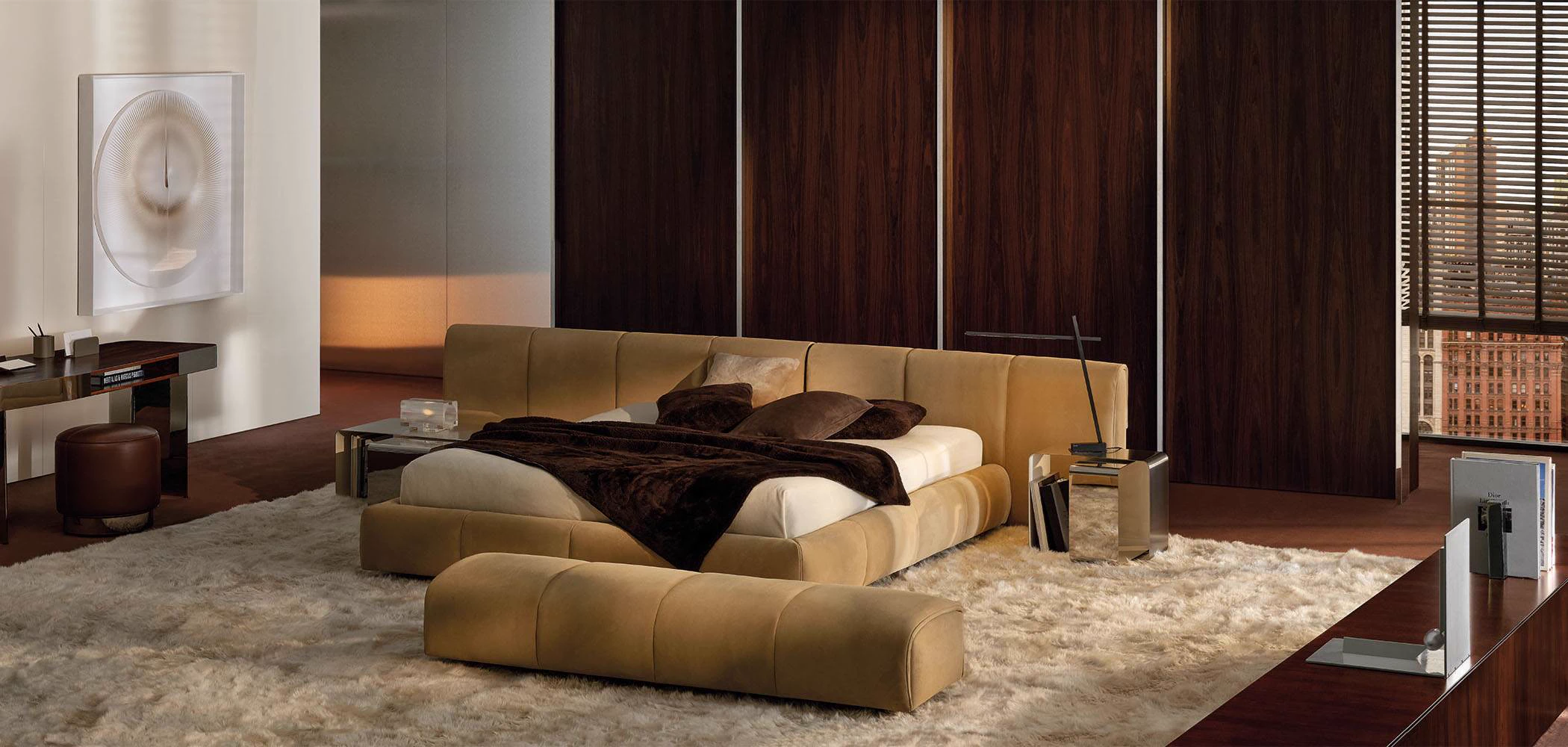 Кровать Ruffle — Minotti, кожа, фото 3