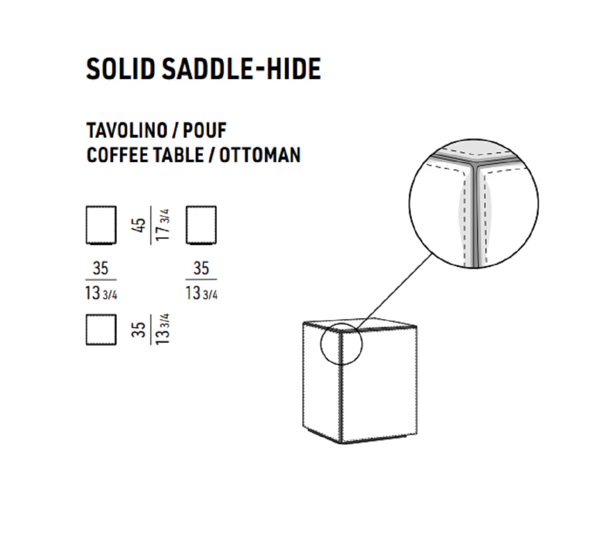 Пуф Solid "Saddle-Hide" — Minotti, кожа, фото 6
