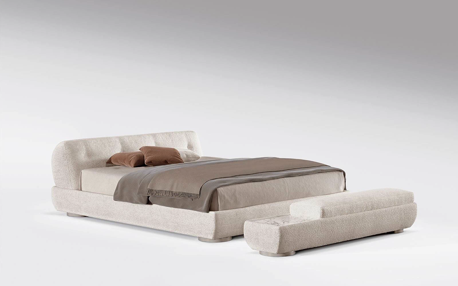 Каркас и наполнение: металл. Современный дизайн Кровать Supermoon Bed — Minotti, кожа, фото 5