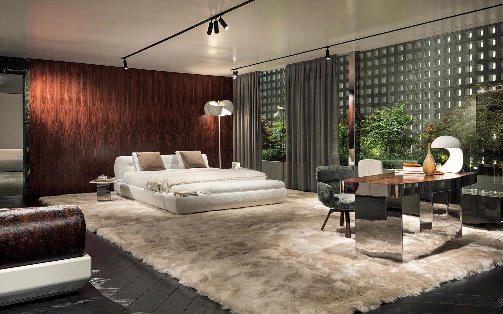 Каркас и наполнение: металл. Современный дизайн Кровать Supermoon Bed — Minotti, кожа, фото 6