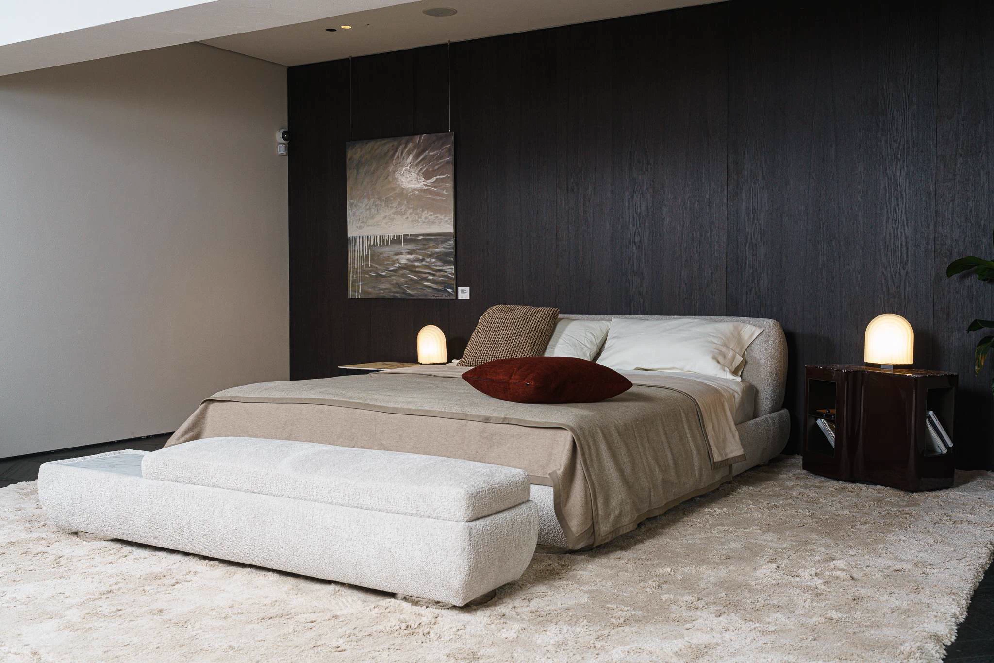 Комплект кровати с матрасом и топпером Supermoon Teddy Sabbia — Minotti, кожа, фото 4