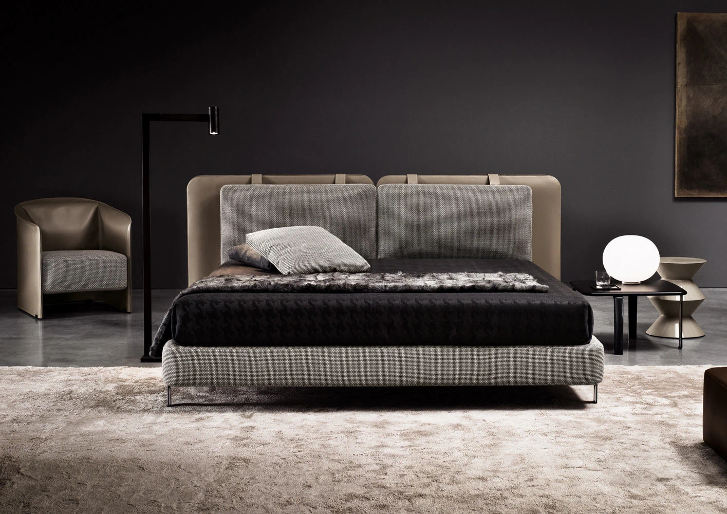 Современный дизайн Кровать Tatlin "Soft" — Minotti, кожа, фото 3