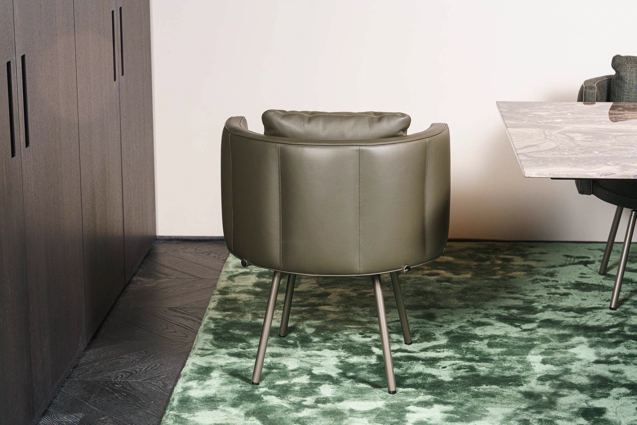 Стул обеденный Torii Swivel Muschio Leather — Minotti, нубук, фото 3