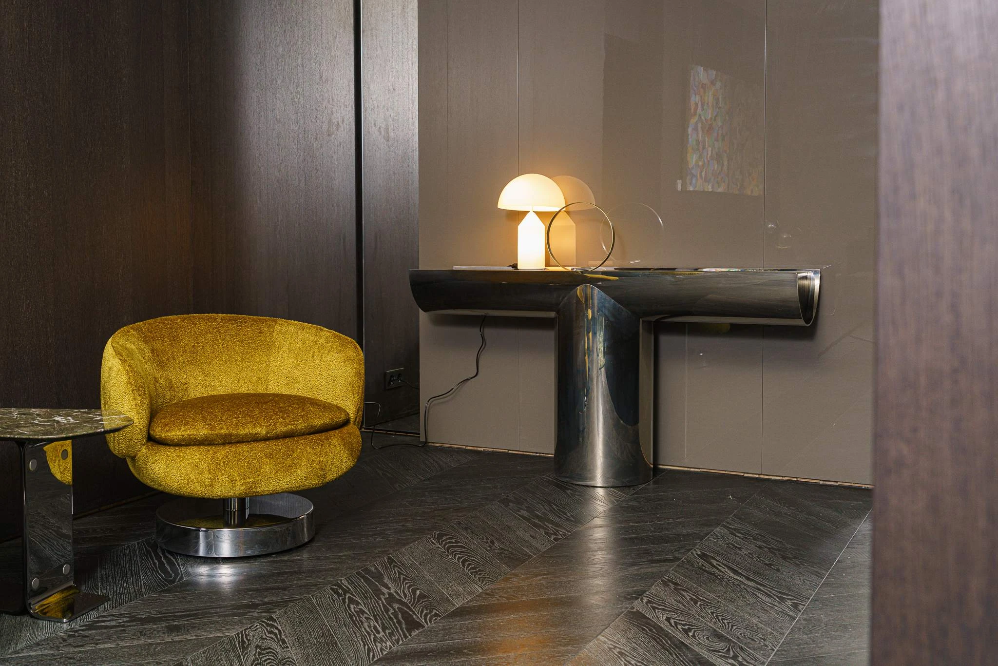 Кресло Vivienne Lounge Swivel Cedro/Chrome — Minotti, кожа, фото 4