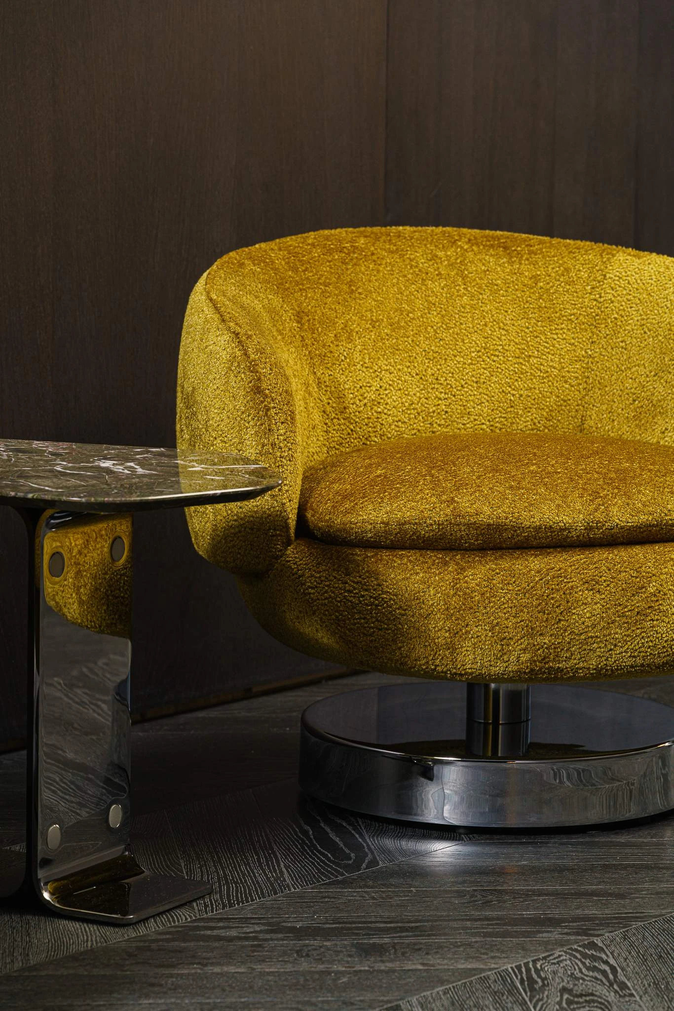 Кресло Vivienne Lounge Swivel Cedro/Chrome — Minotti, кожа, фото 6