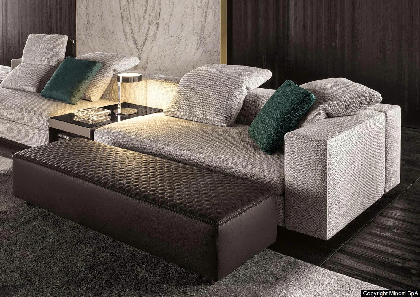 Банкетка Yang "Ottoman" — Minotti, кожа, фото 4