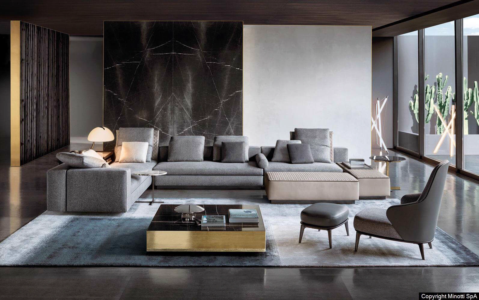 Банкетка Yang "Ottoman" — Minotti, кожа, фото 6